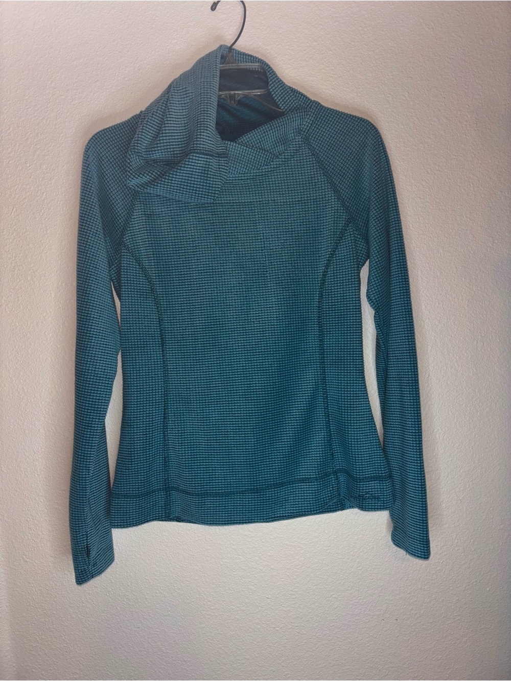 Eddie Bauer Grid Fleece Women's Pullover Sweater Running Top Hooded Small S